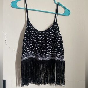 Black Fringe Top
